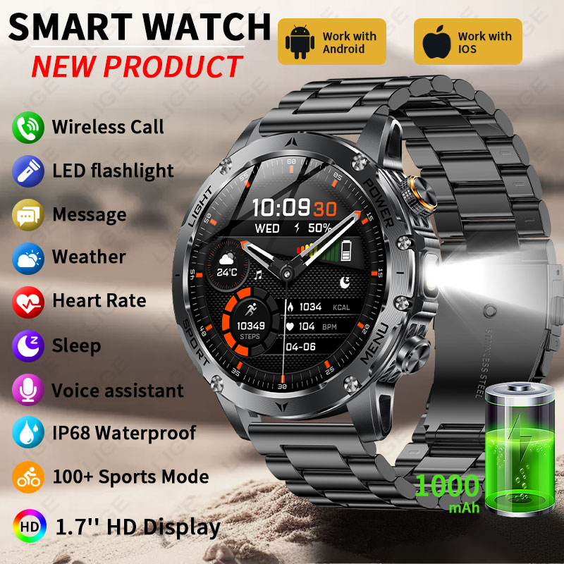 Smartwatch Running Watches For Men - Montre connectée pour hommes, batterie 1000mAh,