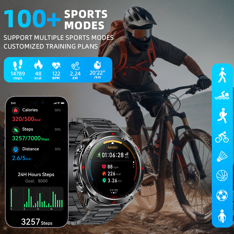 LIGE nouveau professionnel GPS - Smartwatch Running Watches For Men avis et prix